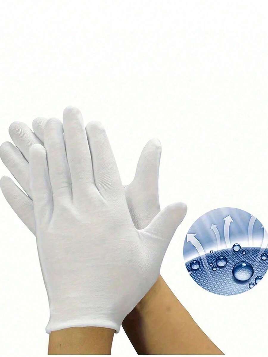 White Gloves, Suitable For Eczema And Dry Hands - Lined Breathable Work Gloves - Moisturizing SPA Soft Jewelry Inspection Gloves - Elastic Fitting Cloth Gloves, Suitable For Most Women - White Gloves - View 1