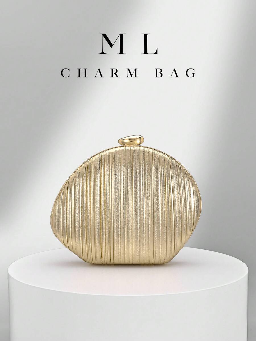 1 chiếc ví cầm tay mini xếp ly kim loại sang trọng dành cho nữ, túi xách dự tiệc bằng da thanh lịch, túi tote bóng bẩy phù hợp cho trang phục trang trọng, ví cầm tay dự tiệc cưới sang trọng mới, túi xách dự tiệc bằng da thanh lịch, túi tote bóng bẩy phù hợp cho trang phục trang trọng. - Vàng - Xem 1