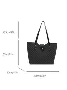 Fully Printed Tote Bag, Vintage Letter Print Tote Bag With Large Capacity, Perfect Underarm Bag For Commuting And Travel, Great Mother's Day Gift For Mom - Black - View 3