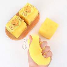Cute Cartoon Simulation Food Toy Cheese Cube Cake, Slow Rebound Plasticity Squeeze Toy, Super Soft Mud Texture Stress Relief Small Toy - Multicolor - View 7