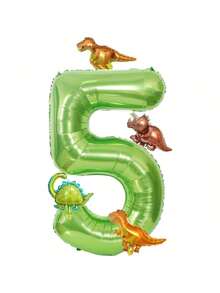 32-Inch Green Number 2 Dinosaur Balloon, Tyrannosaurus Rex, Velociraptor, Triceratops, Stegosaurus Foil Balloon, Suitable For Children's Birthday, Cute Dinosaur Baby Shower Party Decorations - View 7