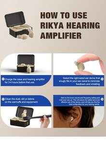 Rechargeable Hearing Amplifier Suitable For Elderly, Volume Adjustable, Noise Reduction, With Portable Charging Case - Black - View 5