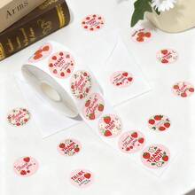 500pcs Pink Strawberry English Gratitude Doodle Stickers, 1 Inch Round 10 Cartoon Patterns, Suitable For Scrapbooking, Diary, Cards, Gift Wrapping, Daily And Holiday Parties, PVC Sticker Decals - Strawberry (English Thank You) - View 2