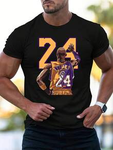 Maglia da basket da uomo con stampa numero 24 - Nera con stampa viola e gialla, maglia sportiva traspirante a girocollo, adatta per sport, fitness e corsa. | Comoda per tutte le stagioni, lavabile in lavatrice. | Il regalo ideale per compleanni e festività per gli appassionati: maglia da basket, abbigliamento sportivo, stile atletico, vestibilità comoda, tessuto resistente, abbigliamento da allenamento, abbigliamento sportivo, materiale leggero, maglia sportiva, per uomini attivi. - nero - Visualizzare 1