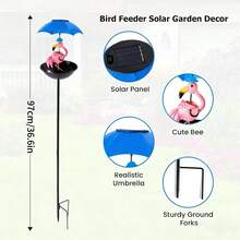 1 pieza Estatua solar con decoración de rana y paisaje, tazón para alimentar aves, decoración de jardín con luces LED, comedero para colibríes, apto para patio, camino, césped, terraza (comida para pájaros no incluida) - luz calida - Ver 9