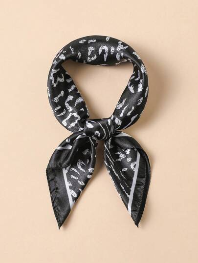 1pc Retro Leopard Print Silk-Like Bandana, 50cm Square Scarf, Fashion Versatile Accessory For Men And Women, Suitable For Decorating Bags, Spring/Summer