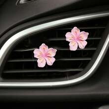 5pcs Random Color Resin Cherry Blossom Car Air Vent Clip, Interior Decor - Small Flower Air Vent Clip - View 2