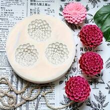 1pc Beige 3-Connected Chrysanthemum Shaped Silicone Mold, Handmade Clay And Resin Drop Glue Chrysanthemum, Easy Demolding, Reusable Silicone Mold. - Beige - 3-flower - View 5