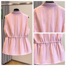 Chaleco sin mangas de verano para mujer, cuello alto, diseño con cremallera, forrado, versátil, cómodo para el transporte, de moda y ligero, color rosa primaveral - Rosa - Ver 10