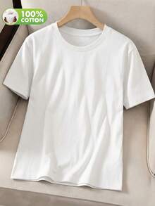 复古朋克风深色印花T恤，百搭女士印花T恤，适合春夏穿着，休闲度假装扮，音乐节服装，100%纯棉夏季上衣 - 白色 - 查看 5