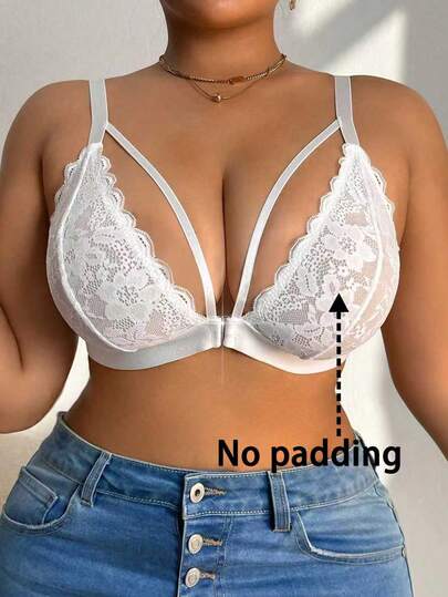 大码女士蕾丝拼接针织文胸