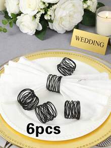 2/6pcs, Minimalist Iron Wire Napkin Rings, Suitable For Wedding Parties, Holiday Celebrations, Picnic Camping, Country Gatherings, Birthday Banquet Table Decor Napkin Rings, Minimalist Napkin Holders - Multicolor - View 7