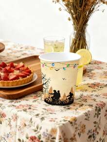 10pcs/30pcs/50pcs Retro Horror Letter Decorations, Disposable Retro Paper Cups For Haunted Houses, Party Decorations, Retro Haunted House Themed Paper Cups, Stranger's Birthday Party Decorations - Multicolor - View 5