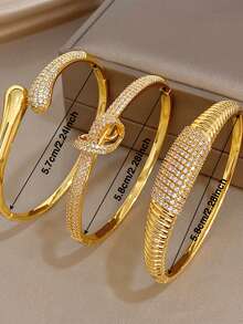 Elegant & Delicate Twisted Bangle Set, 18K Gold Plated Thin Bracelets For Women, Suitable For Daily Wear, Party, Valentine's Day, Wedding, Music Festival, Mother's Day, Jewelry Gift - Multicolor - View 10