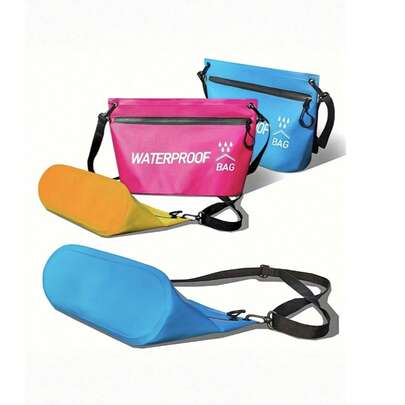 1 Túi xách du lịch chống thấm nước có khóa kéo - Túi xách đa năng có ngăn khóa kéo và in chữ "Túi chống thấm nước", túi đựng mỹ phẩm cầm tay, túi đựng đồ có khóa kéo, túi đựng mỹ phẩm đeo vai chống thấm nước, túi bơi, túi nhỏ xách tay du lịch ngoài trời, túi đựng đồ vệ sinh cá nhân, túi nổi 1,32 gallon cho các hoạt động thể thao ngoài trời - Giữ đồ dùng cá nhân khô ráo khi đi bộ đường dài, cắm trại và các môn thể thao dưới nước, túi du lịch thiết yếu.