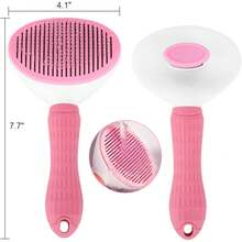 Self Cleaning Slicker Brush, Dog Bunny Pet Grooming Shedding Brush - Easy To Remove Loose Undercoat, Pet Massaging Suitable Pets With Long Or Short Hair Pink - Grey - View 5