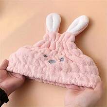 1 pieza Gorro de ducha elástico con diseño de orejas de conejo, grueso y absorbente, disponible en múltiples colores - Multicolor - Ver 4