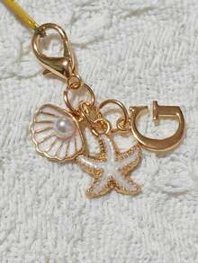 1pc Bohemian Style Gold Letter Keychain, Decorated With Seashell And Starfish, A-Z Letters Available, Ideal For Holiday And Beach Themes, Perfect Decoration And Gift For Backpacks, Wallets And Handbags, Suitable For Friends, Classmates And Family On Occasions Like Easter, Mother's Day, Independence Day, Wedding Season, Graduation Season - Multicolor - View 23