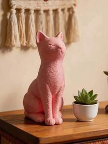 优雅的北欧流线型猫咪摆件，心形耳朵和毛绒质感，站立姿势 - 1PC - 查看 1