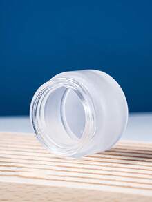 1pc Frosted Glass Cosmetic Jar, Suitable For Storing Liquid Foundation, Face Cream, Eye Shadow, Lip Balm And Other Cosmetics - Silver - View 5
