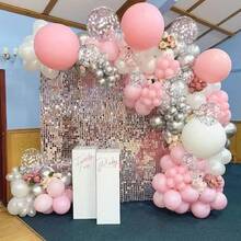 41个粉色和银色气球，包括粉色和白色金属银色气球、马卡龙粉色气球和银色闪光气球，非常适合生日、婚礼、婴儿派对和毕业典礼装饰。 - 多色 - 查看 2