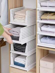 1 pieza Estantería apilable multicapa, caja de almacenamiento con cajón para ropa, toallas, ropa de cama, bolsas, papelería, especias de cocina, ropa sucia del baño, organizador ahorra espacio para armario, gabinete, estantería - Multicolor - Ver 4