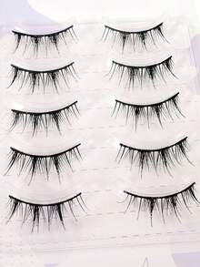 5 Pairs Wispy Cartoon Fairy Lashes, Natural Air-Feeling Black Line Lashes - View 4