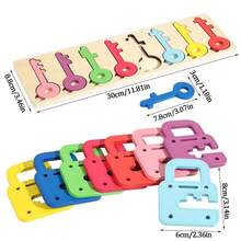 1 Set Wooden Colorful Lock & Key Matching Puzzle, 8 Different Colors & Shapes Sorting Toy, Interesting Desktop Categorization Game, Suitable As Birthday Or Christmas Gift - Locks and Keys - View 3