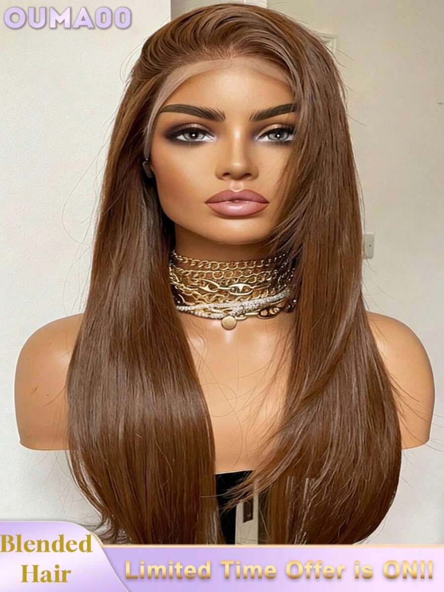 200% 超高密度顺滑直发假发 - 13x4 高清透明蕾丝前额巴西原生人发混纺，预先拔毛，带有婴儿绒毛和自然发际线，无胶前额假发，打造奢华丰盈丝滑造型，无需胶水，即戴即用