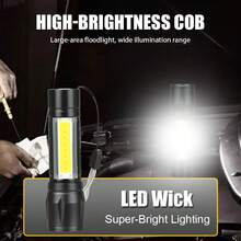 1pc High Power LED COB Rechargeable Mini Flashlight, Portable Outdoor Searchlight For Fishing, Emergency And Work - Style a - View 9