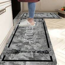, 2/3pcs, Modern Kitchen Rug Set, Carpet With Marble Texture Pattern, Kitchen Rug, Made Of Plush Material - Soft And Comfortable, Suitable For Bedroom, Living Room, Dining Room, Kitchen, Bathroom, And Entrance Mats. - Multicolor - View 9