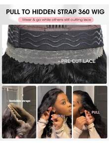 bling hair 250% Density, Wavy Human Hair, Pre-Plucked, Transparent, 13 X 4, 13 X 6, Lace-Front Wigs, Human Hair, 4 X 4, Lace Closure Wigs, Human Hair, Put-On And Take-Away, 6 X 4, 5 X 5, 9 X 6, Glueless Wigs, Human Hair, Pre-Cut, No Glue, Ready To Go, Wigs For Women, Brazilian Hair, Hidden Strap, 360-Degree Body Wave, Full Lace, Frontal Wigs, Human Hair With Invisible Drawstring, Natural Color, 6 Inches, Short Pixie Cut Wig, Human Hair - Natural Black - 查看 10