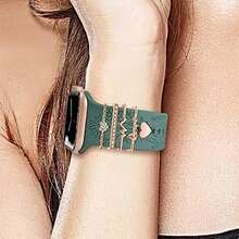 5pcs Rhinestone Watch Strap Rings, Nail Studs, Cute Metal Watch Strap Charm Decorations Compatible With Watchb YH6U Series - Silver - View 4