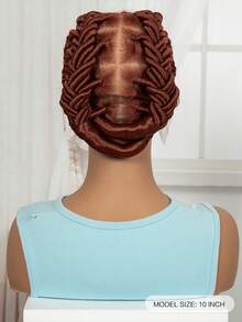 A ANYTIME Pelucas trenzadas sintéticas de encaje transparente completo, pelucas de trenzas de caja sin nudos, pelucas trenzadas Bantu naturales con cabello de bebé - Naranja - Ver 2