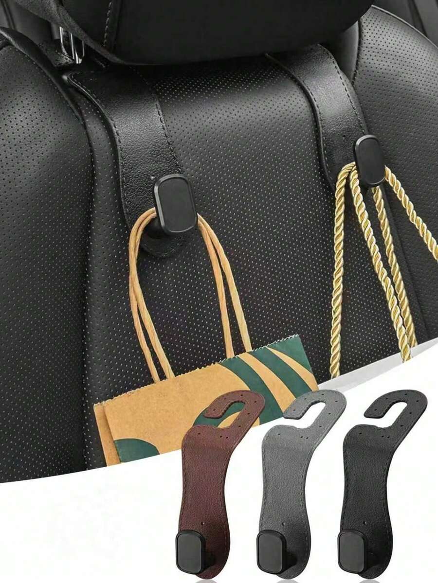 Rubber Leather Car Seat Back Hidden Metal Hooks, Suitable For All Vehicle Models - A - View 1