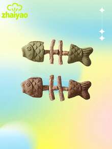 Cat Dental Health Chew, Natural Fishbone Shape Teething Toy With Catnip, Feline Tooth Care Tool - Multicolor - View 14