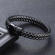 Handmade Microfiber Leather Bracelet Stainless Steel Men's Bracelet Jewelry - B 1055001 - Xem 8