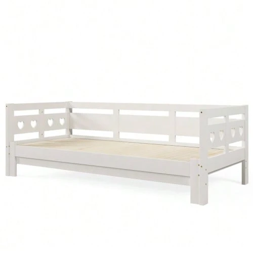 Daybed, Extendable Bed, Solid Pine, With Second Sleeping Option And Slatted Base, Heart-Shaped Bed, White - 90*190cm - View 1