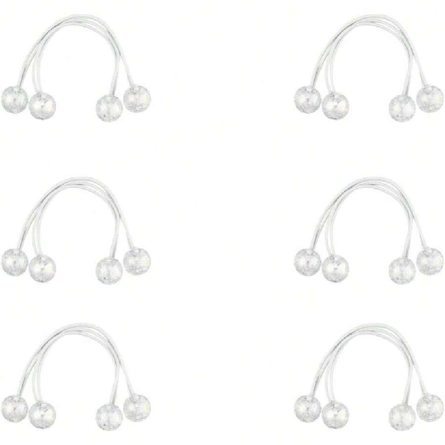 Paquete de 6 Pares de Bolitas Pelo Bandas para Cabello Transparentes Ligas Elásticas con Doble Esfera Efecto Cristal Accesorios de Peinado para Niñas y Mujer Set de Coletas Escolares Resistentes,43364377 - Multicolor - Ver 1