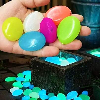 1000pcs Glow-In-The-Dark Pebbles, Colorful Luminous Stones, Suitable For Garden, Lawn, Courtyard, Home & Outdoor Walkway, Corridor, Aquarium Decor. Glowing Stones Are Great For Fish Tank, Pathway, Flower Bed, Potted Plants, Driveway DIY Design, Home Decor