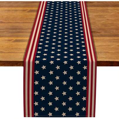 1 lá cờ Mỹ sao và sọc, kích thước 33x183cm, cờ để bàn ngày 4 tháng 7, trang trí bàn ăn nhà bếp ngày Lễ Tưởng niệm, trang trí tiệc tại nhà.