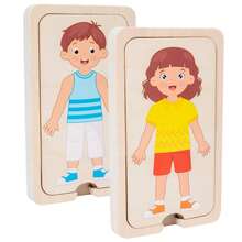 Children Montessori Educational Wooden Boys Girls Body Structure Human Body Puzzle - Clear - View 11