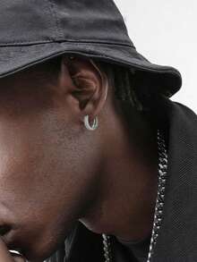 1对时尚立方氧化锆嘻哈风格男士耳环 - 彩色 - 查看 5