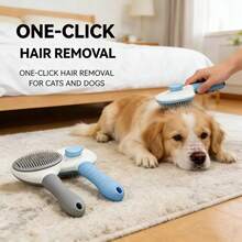 1pc Pet Brush, Cat Brush, Flea Comb, Self-Cleaning Brush, Pet Grooming Brush, Deshedding Brush, One-Click Removal, Quick Hair Cleaning - View 2
