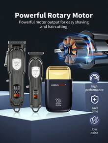 HIENA 3-In-1 Men's Grooming Set, USB Rechargeable Electric Shaver, Precision Trimmer, Beard Trimmer, Barber Haircut Kit - Elegant Gift Box Packaging, Perfect For Father's Day, Boyfriend, Birthday, Holidays - View 3