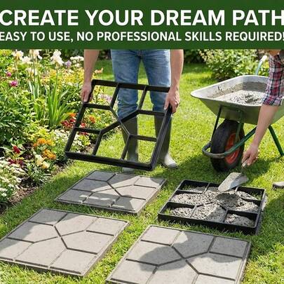 Cement Paving Mold, Cement Flower Brick Embossing Ground Paving, Garden Paving Stone, Concrete Brick
