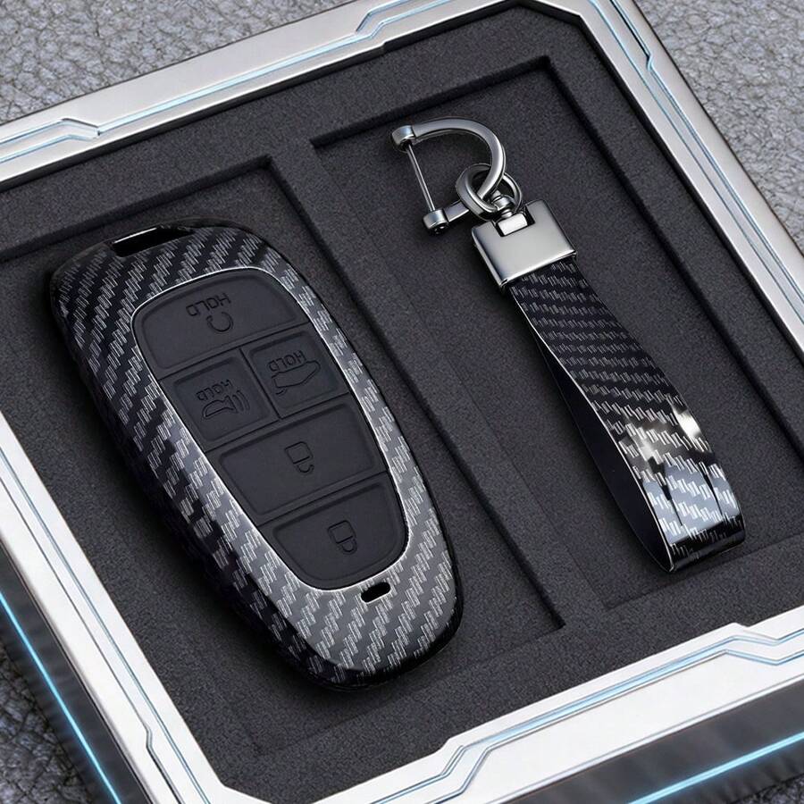 适用于 Sonata SEL EV 6 EV 8 IONIQ 5 Nexo DN8 FE Tucson Sonata Staria NX4 IONIQ 的 ABS 碳纤维汽车钥匙遥控器保护套 - 7鍵 - 查看 1