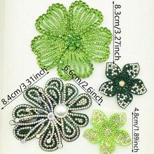 4pcs Green Crystal Flower DIY Handmade Sewing Decoration For Clothes, Shoes, Bags - Green Rhinestone Flowers - View 2