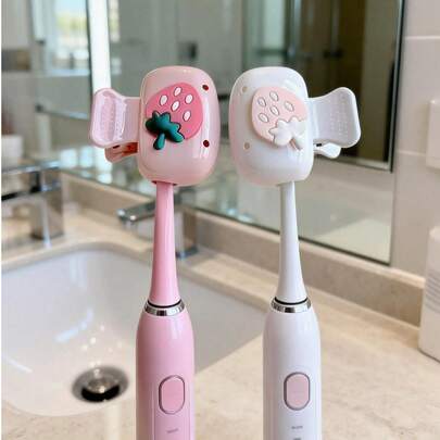 1个可爱草莓蝴蝶结牙刷架，旅行牙刷收纳盒，萌趣牙刷支架，防尘牙刷保护套，适用于家庭、宿舍、浴室、旅行，方便携带