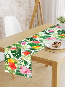 1pc Palm Leaf Polyester Table Runner, Suitable For Indoor/Outdoor Dining And Wedding Decor, Perfect Choice For Fashionable Tabletop Setting And Event Decoration - Multicolor - View 5